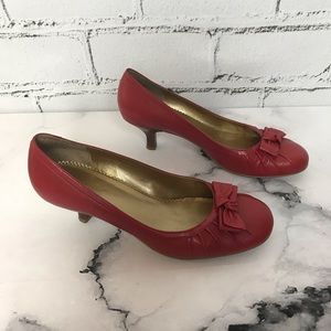 Franco Sarto Career Office Kitten Heel Red Leather